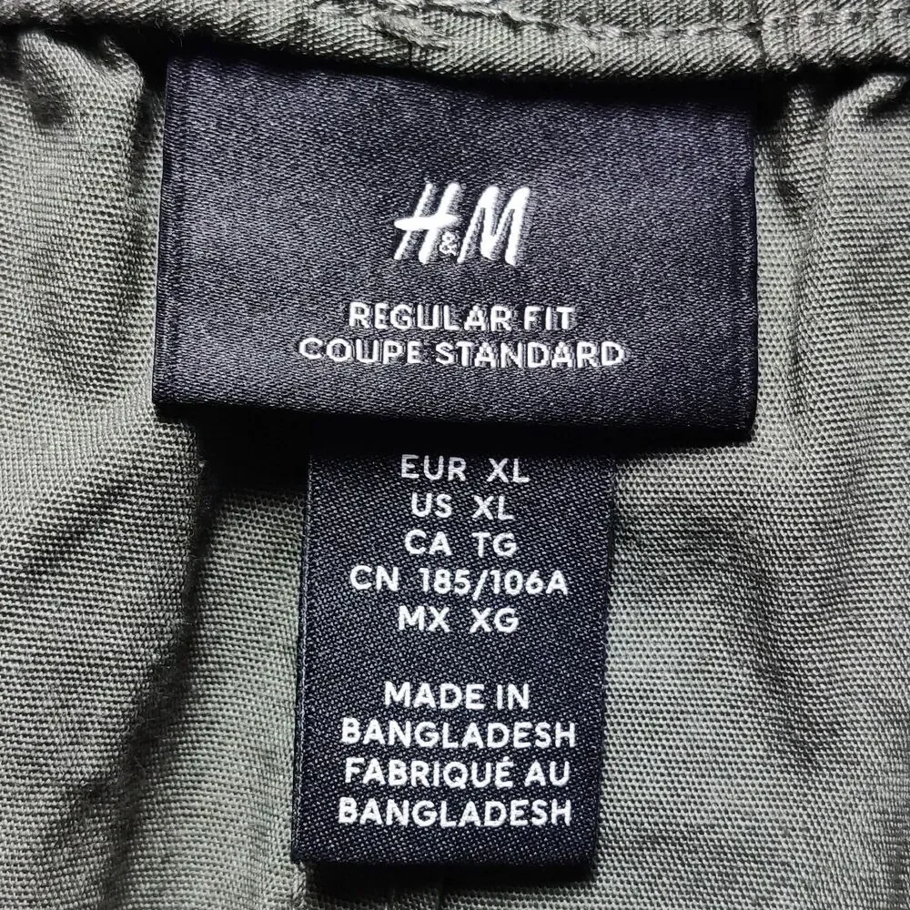 H&M Men’s Olive Green Drawstring Shorts Cotton Casual Regular Fit XL